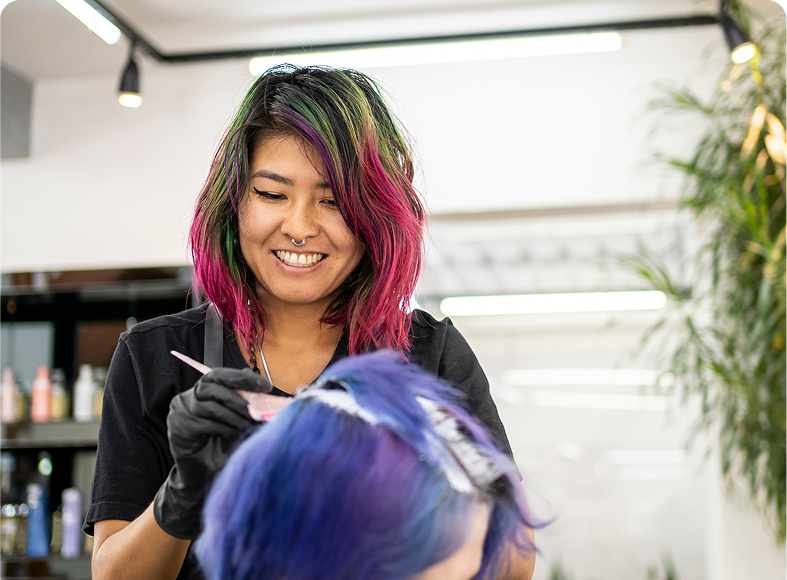 Salon hair coloring session