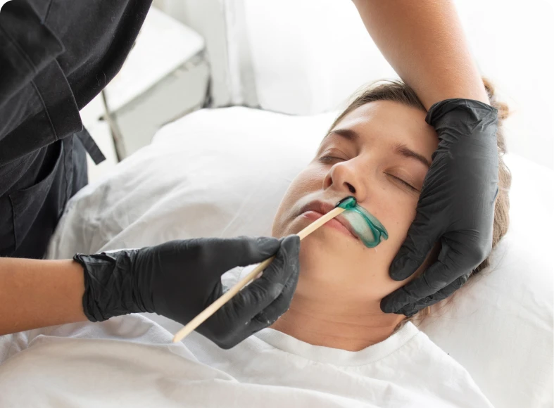 Nose waxing with green wax