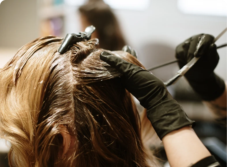 Hair coloring at a salon