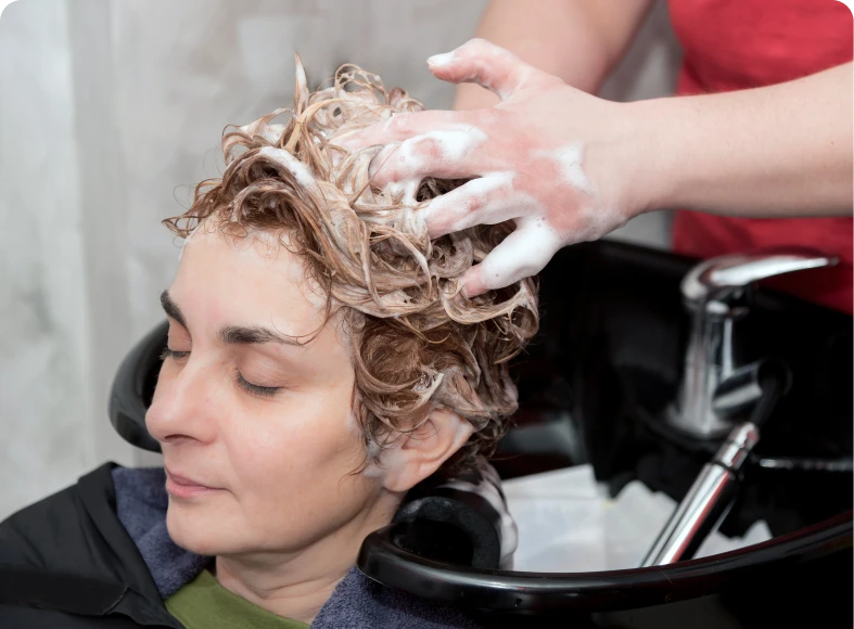 Relaxing shampoo treatment at hair salon